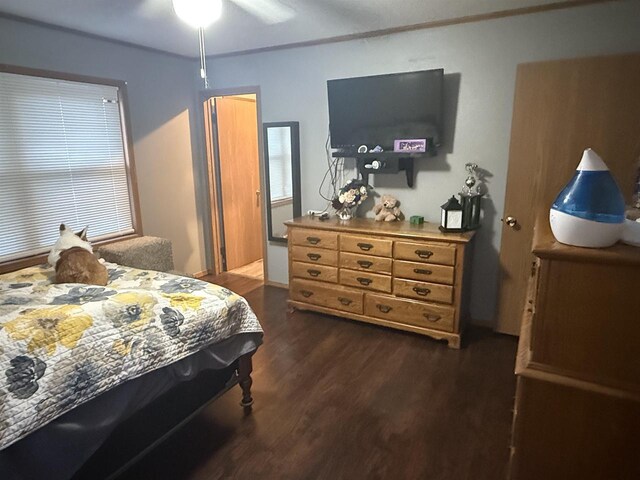W5417 Volling Ln, Mauston, WI 53948 - bedroom with dark wood-type flooring and ceiling fan