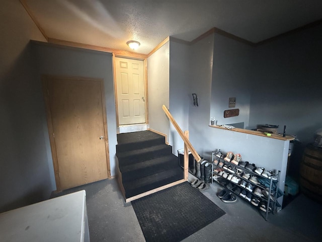 W5417 Volling Ln, Mauston, WI 53948 - stairs with a textured ceiling