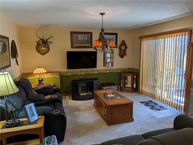 1380 101st Cir, Amery, WI 54001 - living area with a chandelier and a textured ceiling
