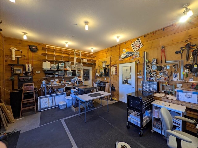 1380 101st Cir, Amery, WI 54001 - home office with a workshop area and wooden walls