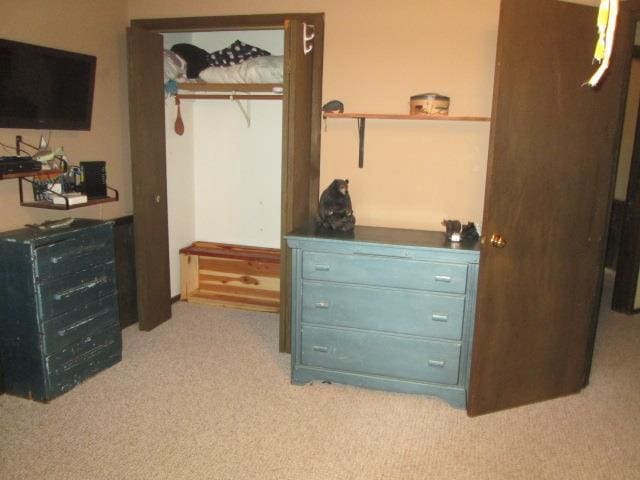 N3880 Deer Path, Hancock, WI 54943 - bedroom featuring light carpet and a closet