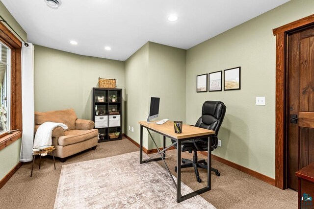 4527 E Marquardt Rd, Superior, WI 54880 - office with carpet, baseboards, and recessed lighting