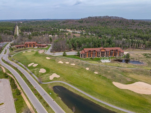 2504 River Rd Unit 7218, Wisconsin Dells, WI 53965 - aerial overview of property's location featuring a heavily wooded area, a large body of water, and a local golf course