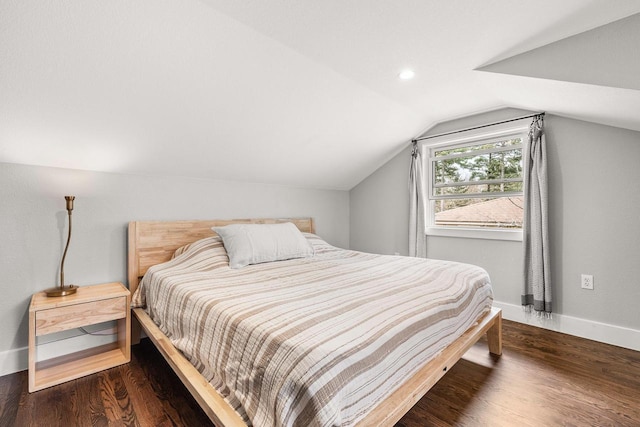 175 Old Wausau Rd, Stevens Point, WI 54481 - bedroom featuring baseboards, vaulted ceiling, and wood finished floors