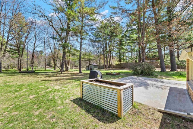 175 Old Wausau Rd, Stevens Point, WI 54481 - view of yard featuring a shed, an outbuilding, and a patio