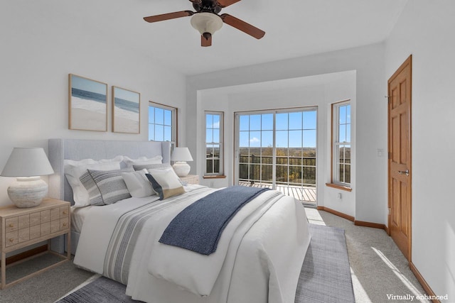 580 S Stone Ridge Dr, Lake Geneva, WI 53147 - carpeted bedroom featuring access to exterior, ceiling fan, and baseboards