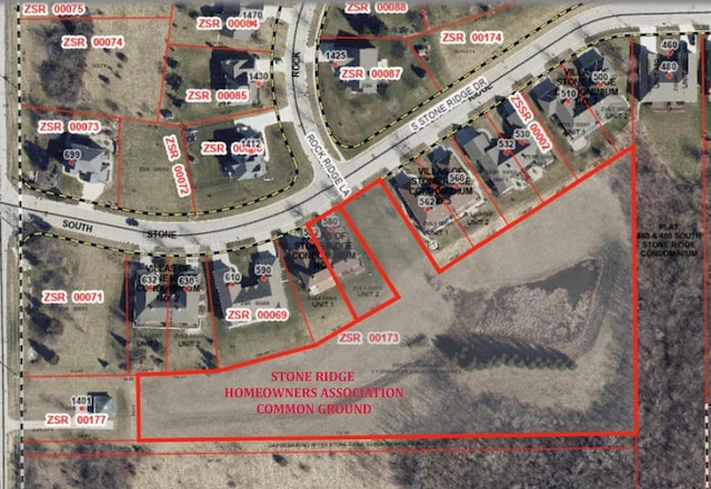 580 S Stone Ridge Dr, Lake Geneva, WI 53147 - aerial view of property's location with property parcel outlined