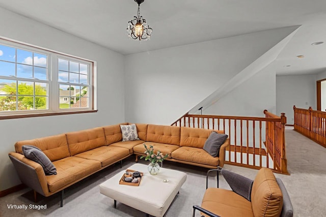 580 S Stone Ridge Dr, Lake Geneva, WI 53147 - living room featuring carpet and a chandelier