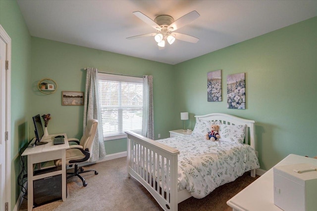824 Richard Way, Waunakee, WI 53597 - carpeted bedroom with a desk, a ceiling fan, and baseboards