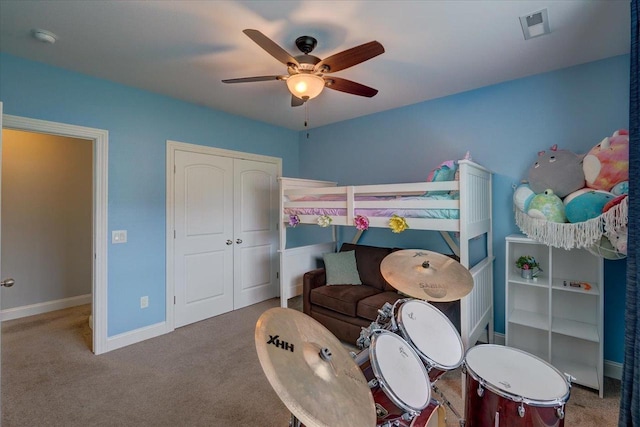 824 Richard Way, Waunakee, WI 53597 - carpeted bedroom with a closet, baseboards, and ceiling fan