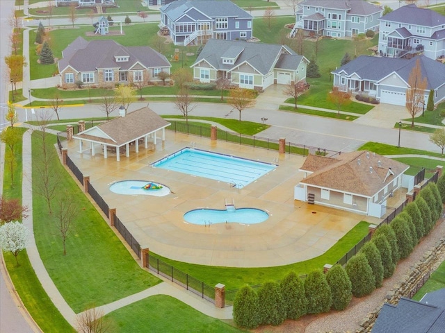 824 Richard Way, Waunakee, WI 53597 - aerial perspective of suburban area featuring a pool area
