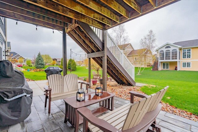 824 Richard Way, Waunakee, WI 53597 - view of patio / terrace featuring stairs, a deck, and a grill