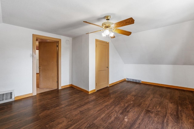 1214 S 17th St, Sheboygan, WI 53081 - additional living space with ceiling fan, wood finished floors, baseboards, and vaulted ceiling