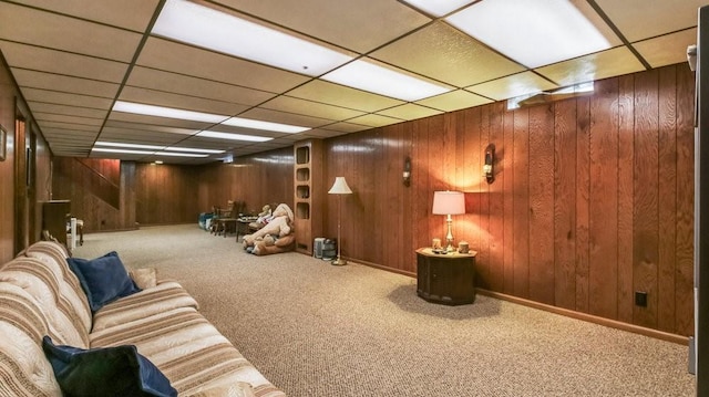 3710 Mcelroy St, Eau Claire, WI 54701 - carpeted home theater room with wooden walls and a paneled ceiling