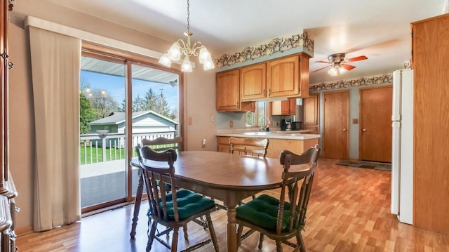 3710 Mcelroy St, Eau Claire, WI 54701 - dining room featuring light wood-type flooring, a chandelier, and a ceiling fan