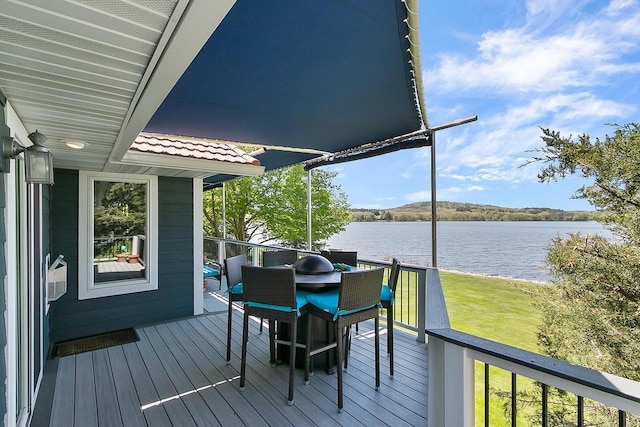 W11055 Eagle Dr, Lodi, WI 53555 - wooden terrace featuring a water view and outdoor dining space