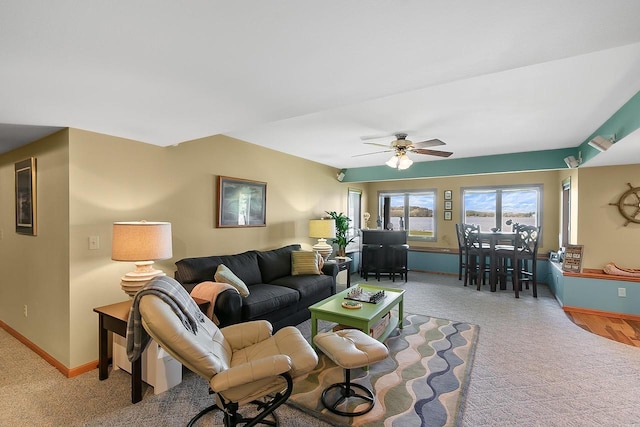 W11055 Eagle Dr, Lodi, WI 53555 - living area featuring carpet floors, baseboards, and ceiling fan