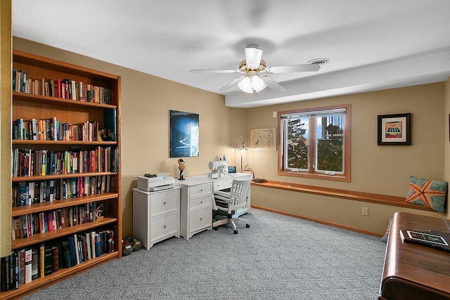 W11055 Eagle Dr, Lodi, WI 53555 - home office featuring a ceiling fan and light carpet
