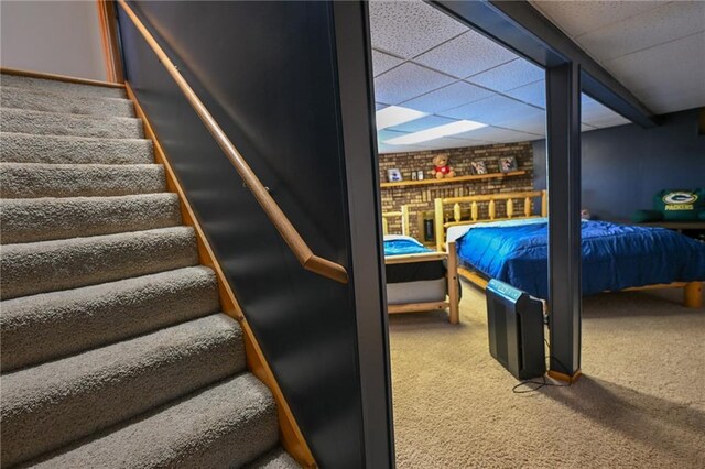 W5937 Ross Rd, Trego, WI 54888 - carpeted bedroom with a drop ceiling