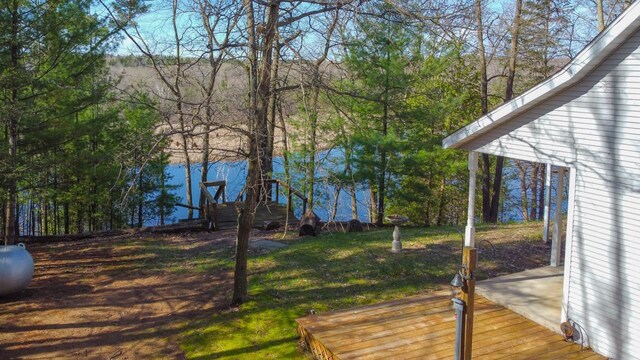 6615 Birchwood Shores Ln, Oconto Falls, WI 54154 - view of grassy yard featuring a deck