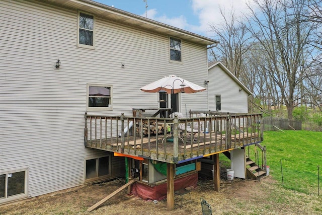 7938 E Hwy 59, Milton, WI 53563 - rear view of property with a wooden deck and a yard