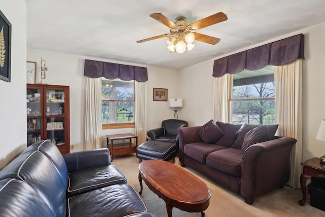 7938 E Hwy 59, Milton, WI 53563 - living area featuring light carpet, healthy amount of natural light, and ceiling fan