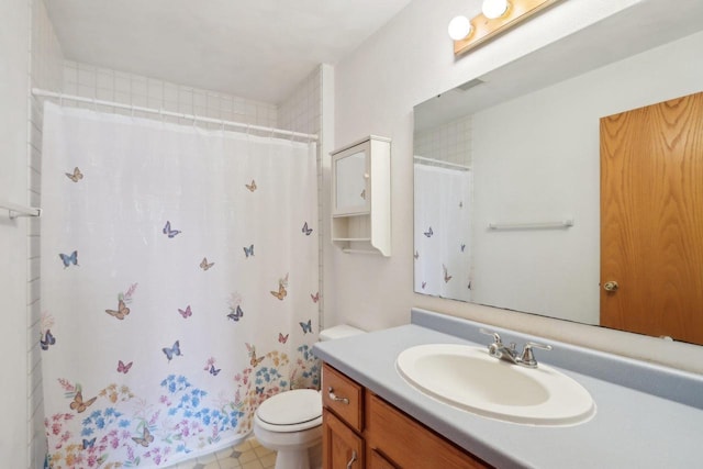 7938 E Hwy 59, Milton, WI 53563 - full bathroom with toilet, vanity, and a shower with shower curtain