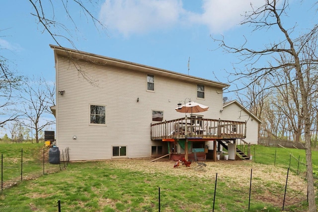 7938 E Hwy 59, Milton, WI 53563 - rear view of property featuring a wooden deck and stairway