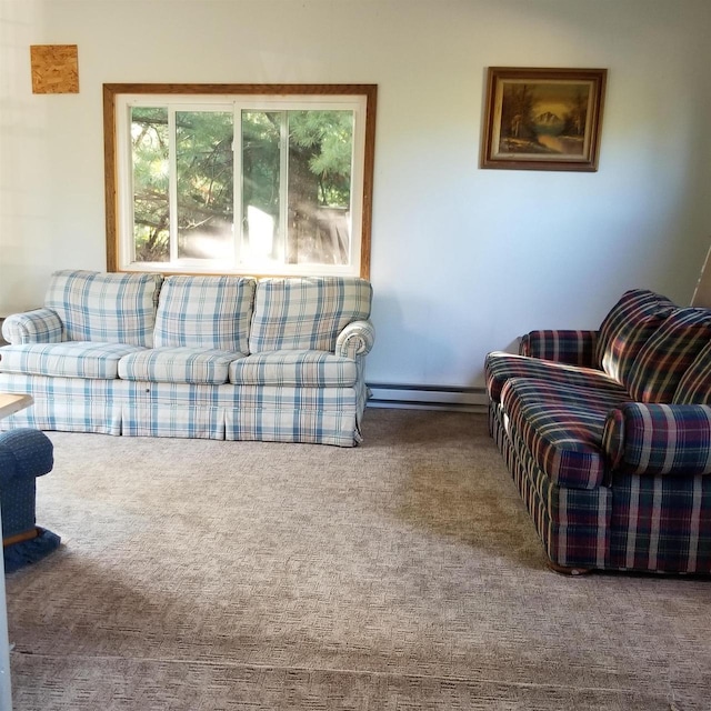 N15601 12th Ave, Necedah, WI 54646 - living area featuring carpet flooring and a baseboard radiator