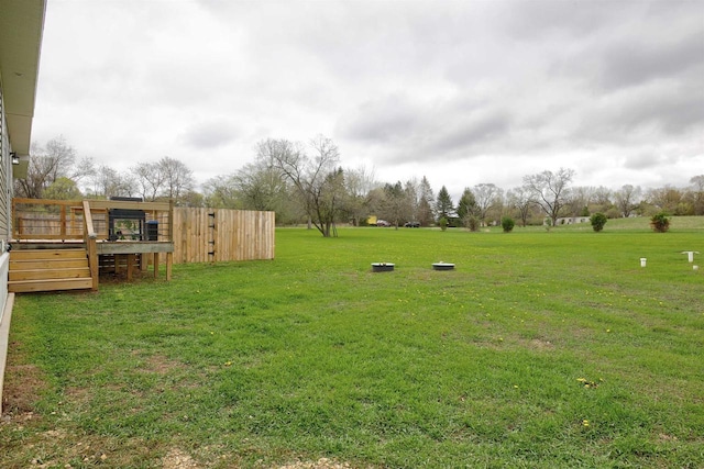 W5977 Lakeview Dr, Montello, WI 53949 - view of grassy yard featuring a wooden deck