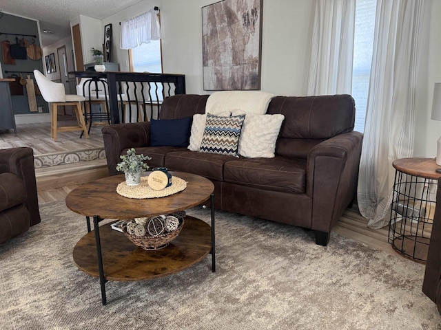 33150 Donna Dr Unit 14, Prairie Du Chien, WI 53821 - living room with wood finished floors and a textured ceiling