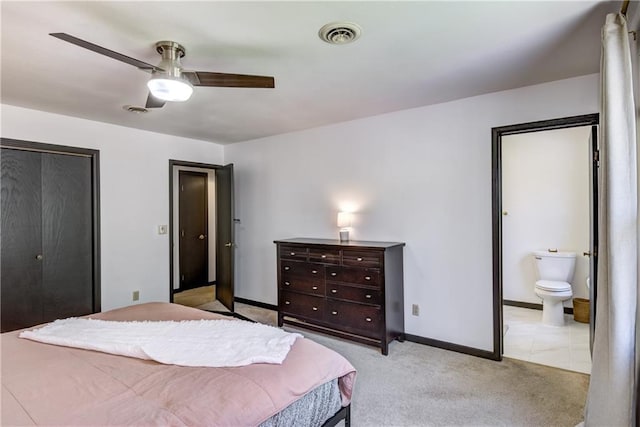 E1924 Kirk Ct, Eau Claire, WI 54701 - bedroom with a closet, baseboards, light colored carpet, ensuite bathroom, and a ceiling fan