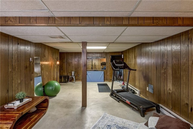 E1924 Kirk Ct, Eau Claire, WI 54701 - exercise room with a paneled ceiling and wood walls