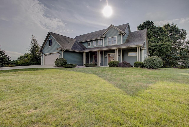 3271 Bay Hill Rd, Port Washington, WI 53074 - traditional-style home featuring a porch, a front lawn, and concrete driveway