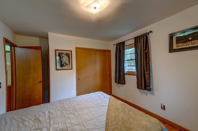 49 Schenk St, Madison, WI 53714 - bedroom with a closet, baseboards, and wood finished floors