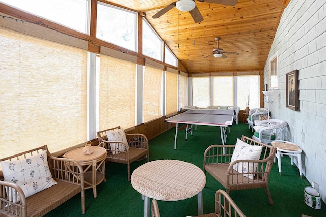 395 Lake St, Green Lake, WI 54941 - sunroom with a ceiling fan and lofted ceiling