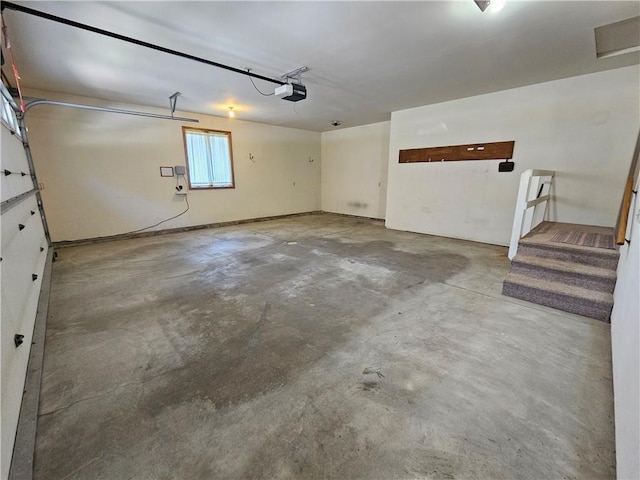 garage with a garage door opener