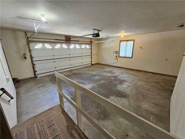 garage with a garage door opener