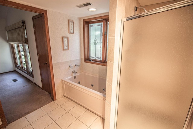 2415 Walnut Grove Ct Unit B, Brookfield, WI 53005 - full bathroom with a stall shower, a whirlpool tub, and tile patterned floors