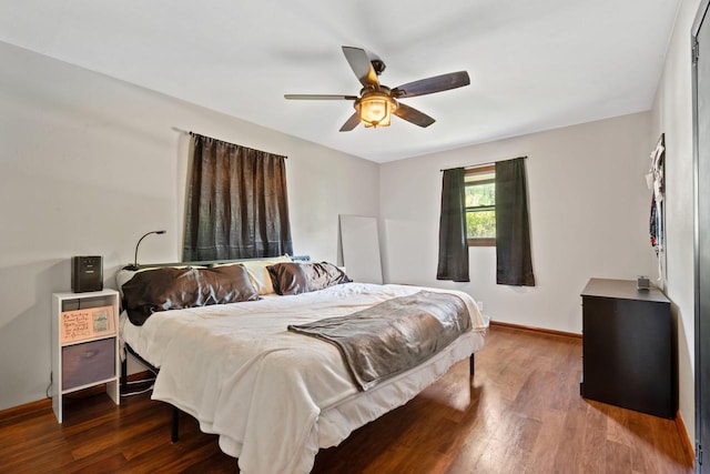 841 Legion Dr, Twin Lakes, WI 53181 - bedroom featuring wood finished floors, baseboards, and ceiling fan
