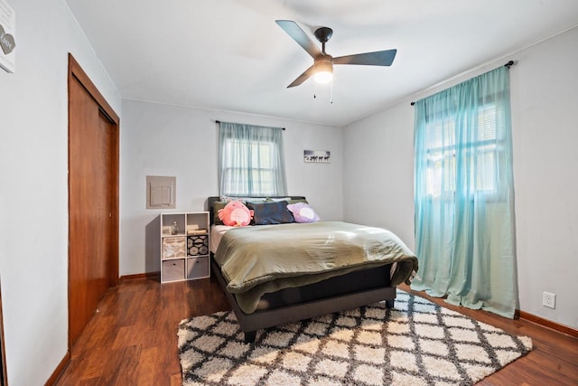 841 Legion Dr, Twin Lakes, WI 53181 - bedroom with wood finished floors, baseboards, and a closet