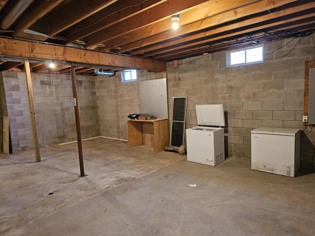 1983 US Highway 2, Florence, WI 54121 - basement featuring fridge, healthy amount of natural light, and electric panel