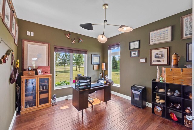 W4344 Carl Dr, Fond Du Lac, WI 54937 - home office with baseboards and hardwood / wood-style flooring