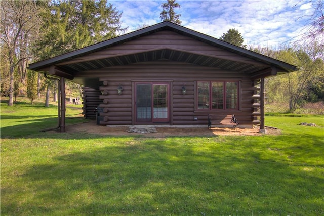 N3858 1000th St, Eau Claire, WI 54703 - back of house with log siding and a yard
