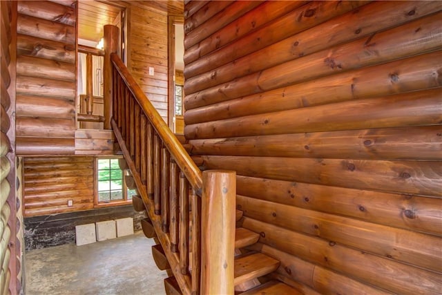 N3858 1000th St, Eau Claire, WI 54703 - stairs featuring log walls