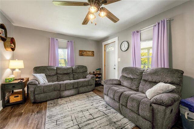 719 Huebsch Blvd, Eau Claire, WI 54701 - living room with wood finished floors and a ceiling fan