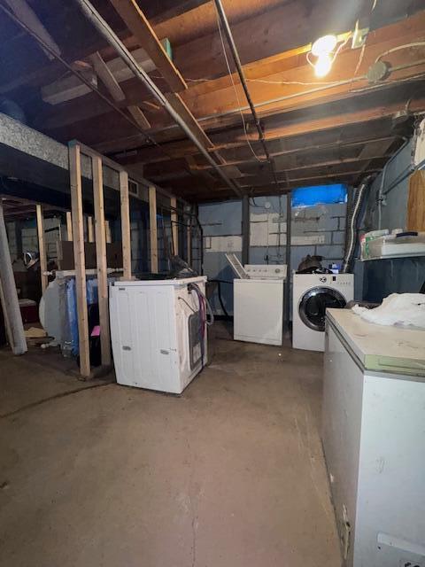 10547 W Wabash Ave Unit 10549, Milwaukee, WI 53224 - unfinished basement featuring washer and clothes dryer