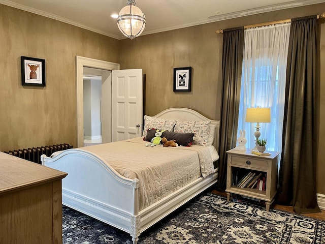 2701 N Lake Dr, Milwaukee, WI 53211 - bedroom featuring ornamental molding and radiator heating unit
