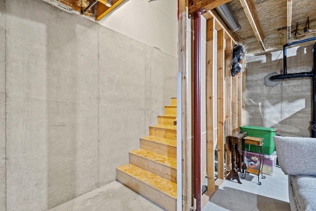 unfinished below grade area with stairway