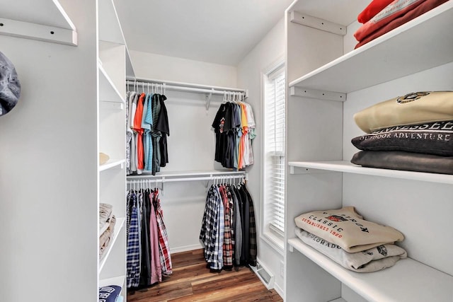 spacious closet with wood finished floors
